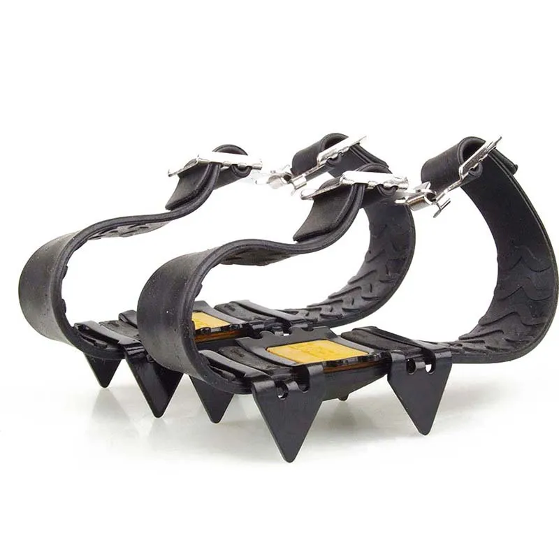 

LJL-1 Pair Mountain Boots, Ice/ Snow Crampons Teeth 4 Covers Rainy Day Anti-Slip for Outdoor Black