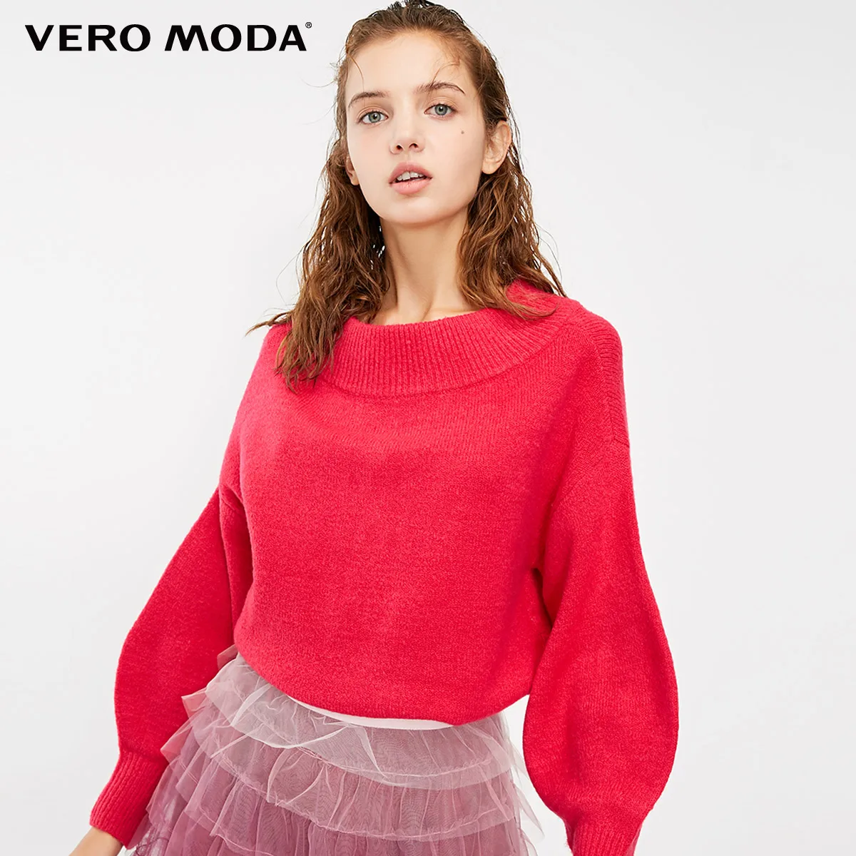 Cherry wine Vero Moda Женский Топ свитер с рукавом фонариком | 318313516 - Цвет: Cherry wine