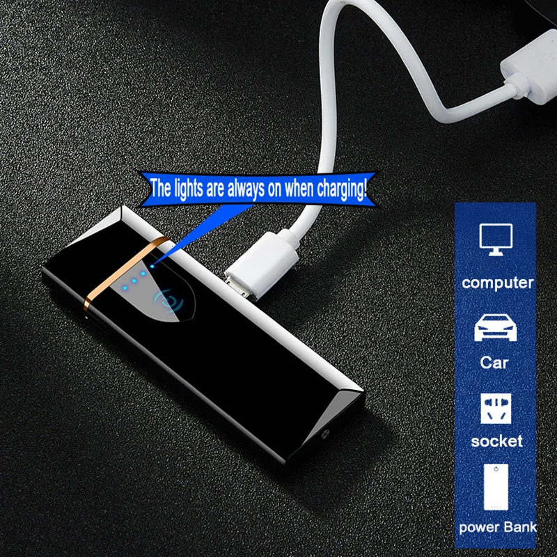 Креативная маленькая перезаряжаемая USB ветрозащитная электронная зажигалка