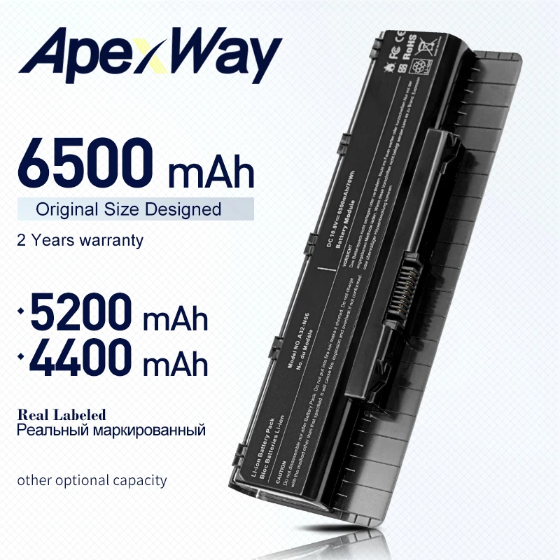 ApexWay Аккумулятор для ноутбука Asus A31-N56 A32-N56 N46 N46V N46VJ N46VM N46VZ N56 N56D N56DP N56V N56VJ |