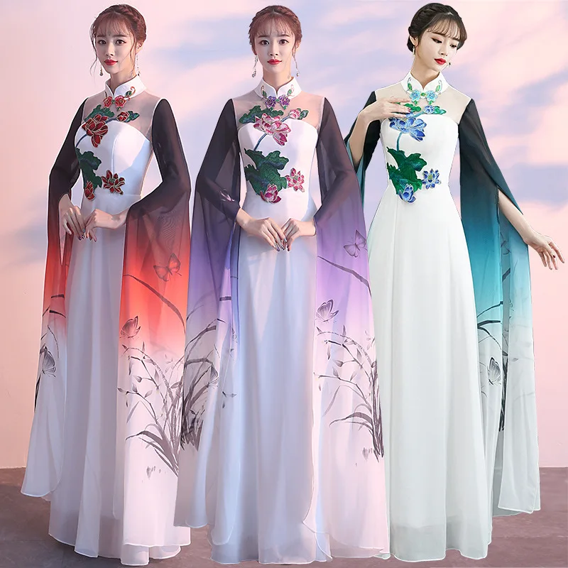 Сексуальное китайское традиционное женское платье Чонсам с вышивкой, Vestidos, чиносы, Восточный элегантный цветок, свадебные платья, платья для вечеринок
