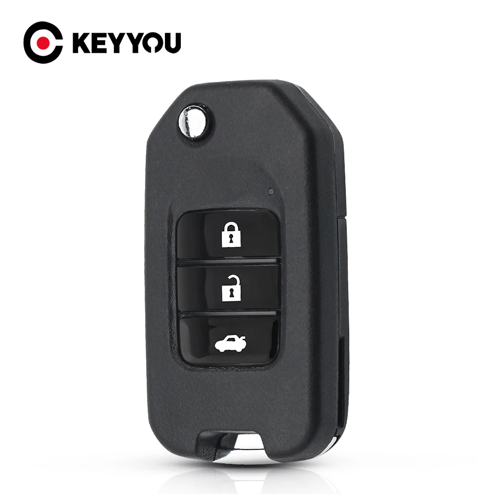 

KEYYOU Replacement For Honda Accord Civic 2015 Fit XRV City Jazz Flip Folding Remote Key Shell 3 Buttons Fob Original Key Case