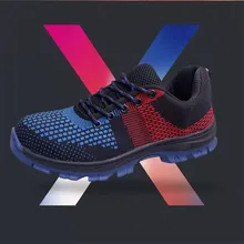 dewbest Men's Breathable Sneakers Steel Toe Cap Work Safety Shoes Men Outdoor Puncture Proof Construction Safety Boots Shoes