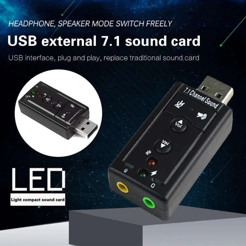 

Pohiks External USB Sound Card 7.1 CH 3.5mm 3D Audio Adapter for PC Mac Laptop Headphone Audio Adapter Micphone Sound Card