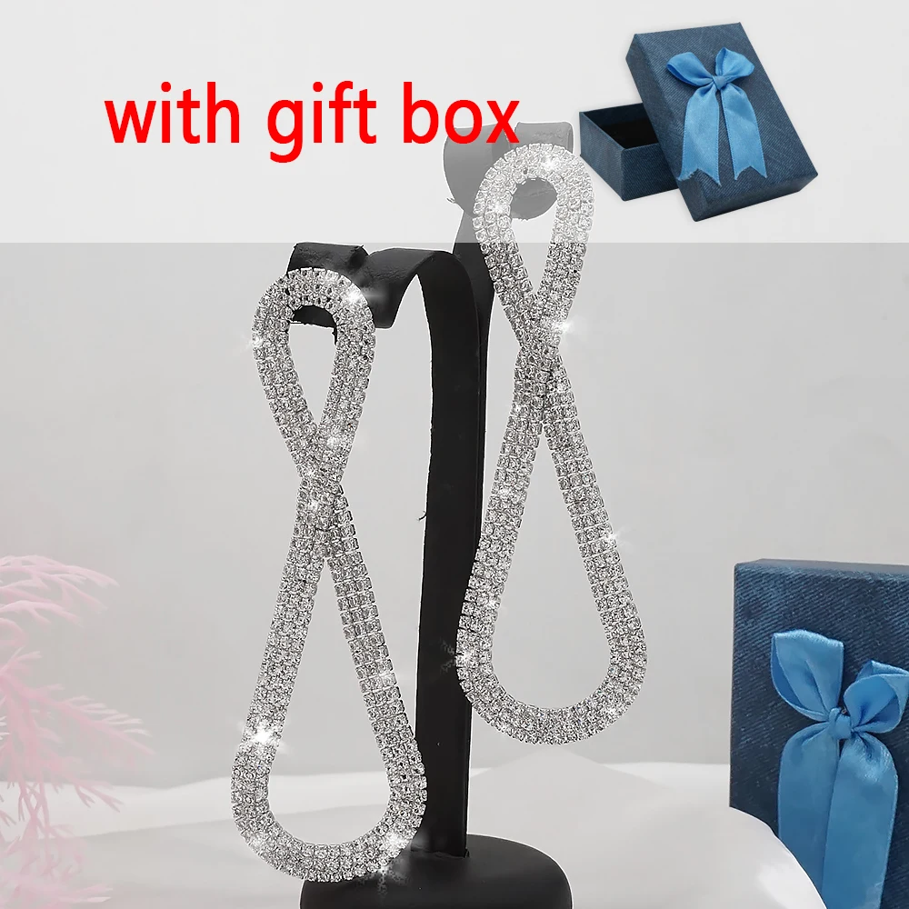 New Arrival Trendy White Crystal Long Tassel Dangle Earrings For Women Hanging Fashion Earrings Wedding Earings