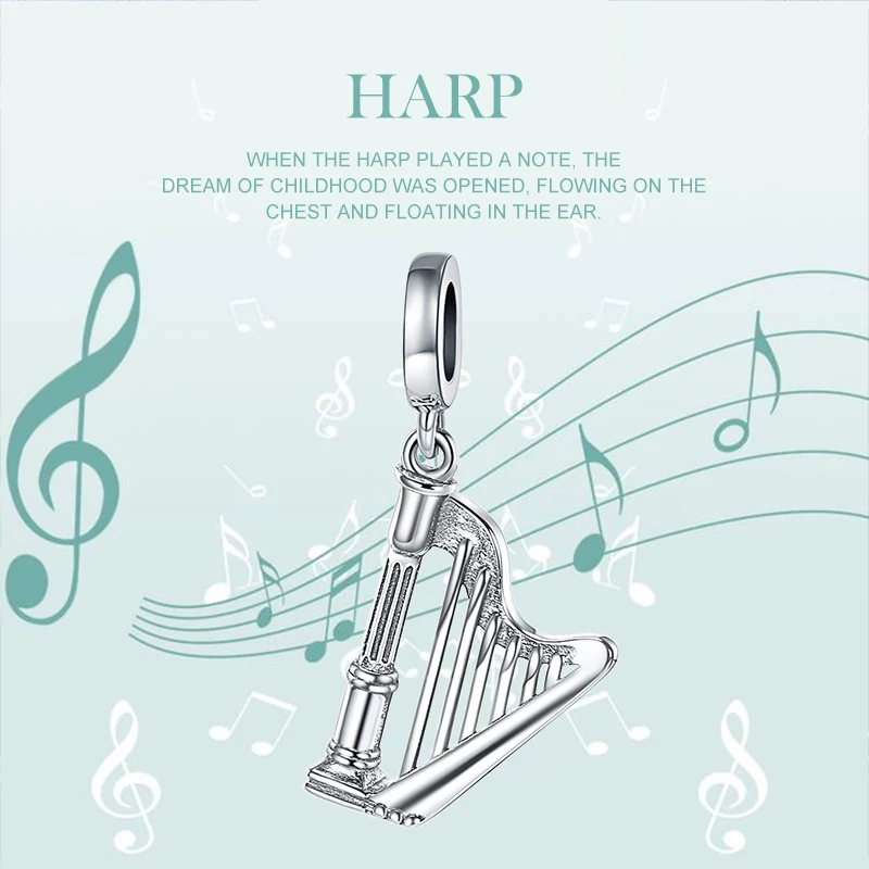 Xiaojing 925 Стерлинговое Серебро еврейские религиозные бусины Harp подвеска