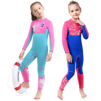 

New 3mm Neoprene Wetsuits Kids Swimwears Diving Suits Long Sleeves Boys Girls Surfing Children Rash Guards Snorkel One Pieces