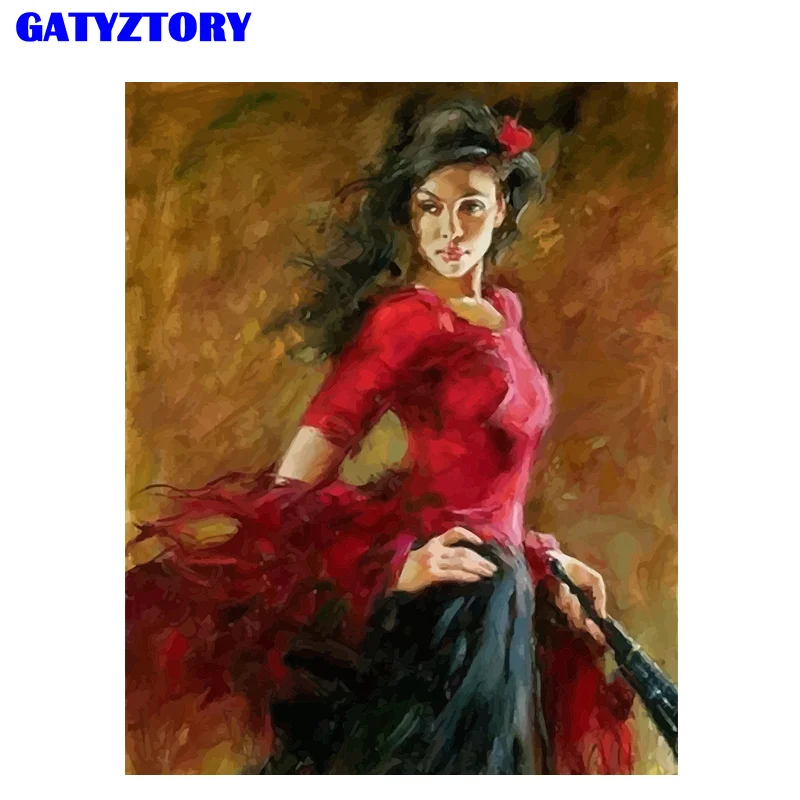 GATYZTORY DIY картина по номерам женщины акриловый Холст Живопись Ручная роспись для