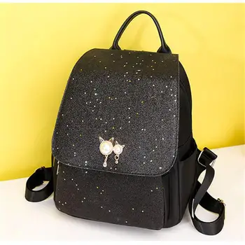 

Style Simple Ladies Backpack Waterproof Oxford Cloth Tarpaulin Stitching Sequins Juvenile College Bag Purse Backpack Mochila