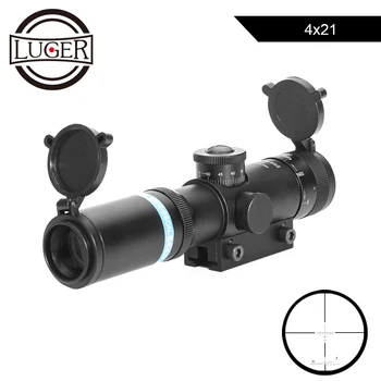 

4x21 AO Compact Hunting Air Rifle Scope Tactical Optical Sight Glass Etched Reticle Riflescope With Flip Caps