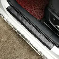 4 шт. 60x6,8 см автомобильные наклейки Универсальный порог против царапин углеродного волокна черный, серебро наклейки на дверь машины