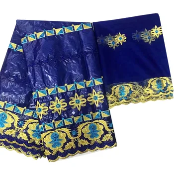 

Guinea brocade fabric high quality bazin riche lace hot sale royal blue bazin brode getzner 2019 nouveau for women 5+2yards/lot