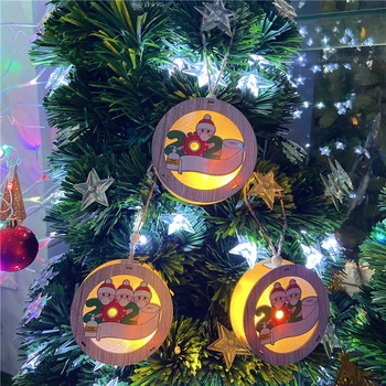 

2020 Christmas Led Light Pendants Santa Clause Family Wearing Mask Christmas Tree Ornaments Faceless Old Man Xmas Party Decor