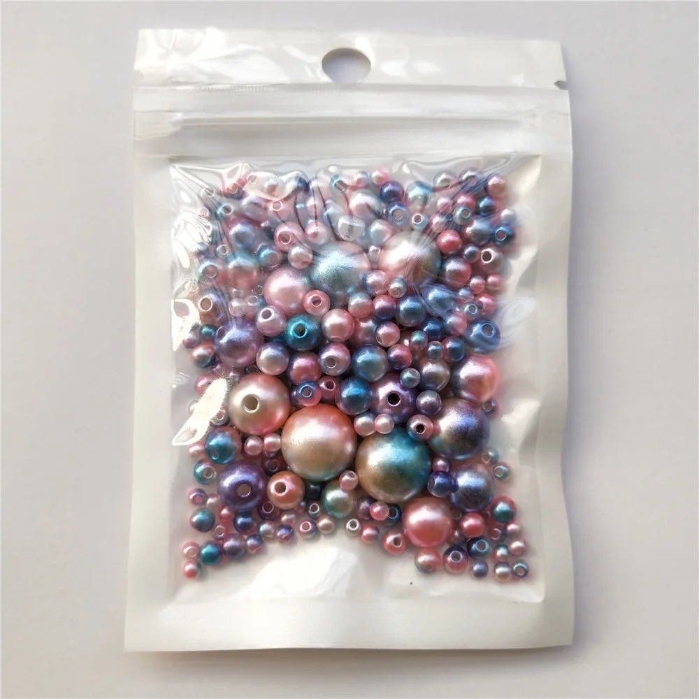 250Pcs Mix Size 3-12mm Beads with Hole Colorful Pearls Round Acrylic Imitation Pearl Beads DIY for Jewelry Making Accessories