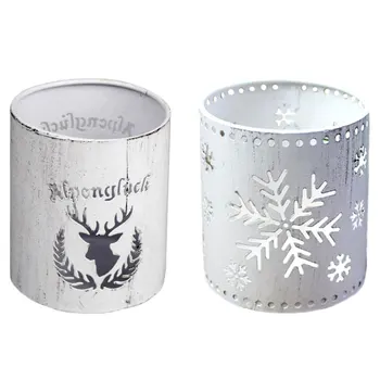 

2Pcs Christmas Candlestick Pen Container Decorative Candlestick Craft (White)