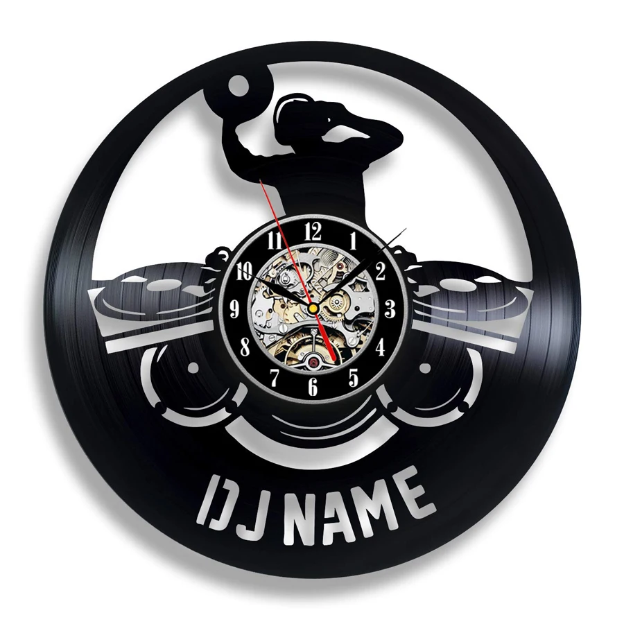 Виниловая пластинка настенные часы современный дизайн DIY ваш DJ рок имя Висячие Часы 12 дюймов креативная музыкальная тема настенные часы домашний декор