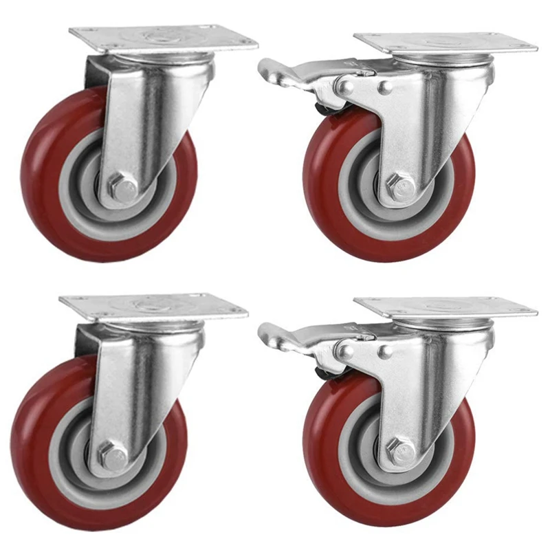 

Durable Caster 4-Piece Set for Workbenches, Silent Polyurethane Rubber Wheel