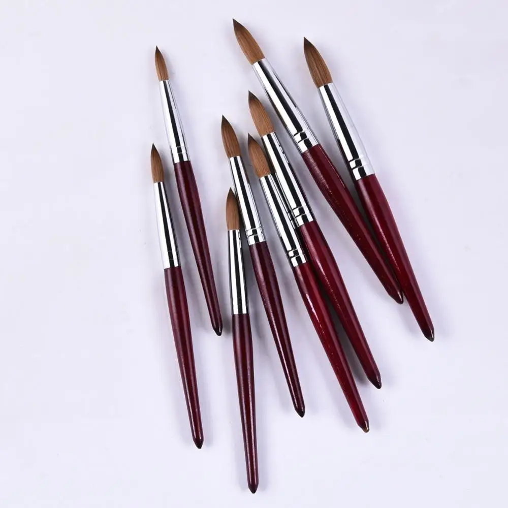 

Kolinsky Red Wood Acrylic Nail Manicure Powder Brush Round Size 8 10 12