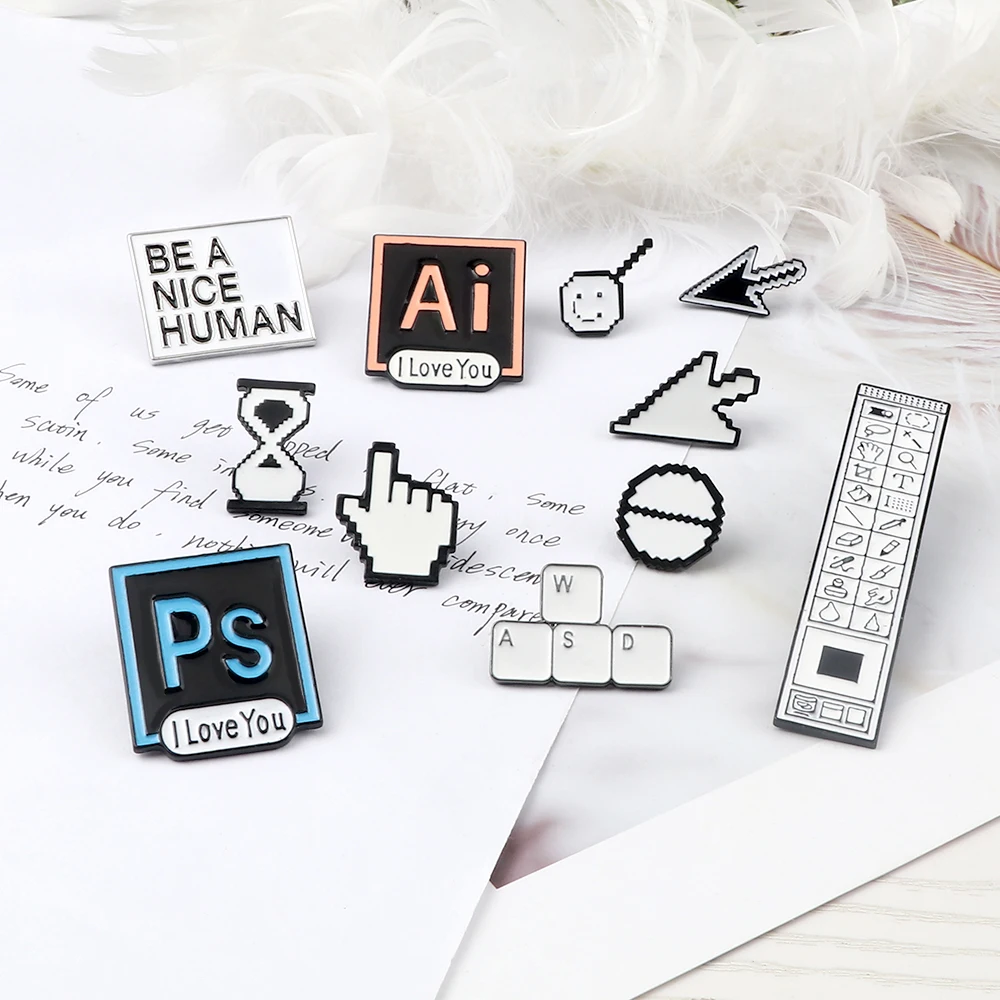 Эмалированные штифты для меню Photoshop креативные компьютерные иконы броши курсоры