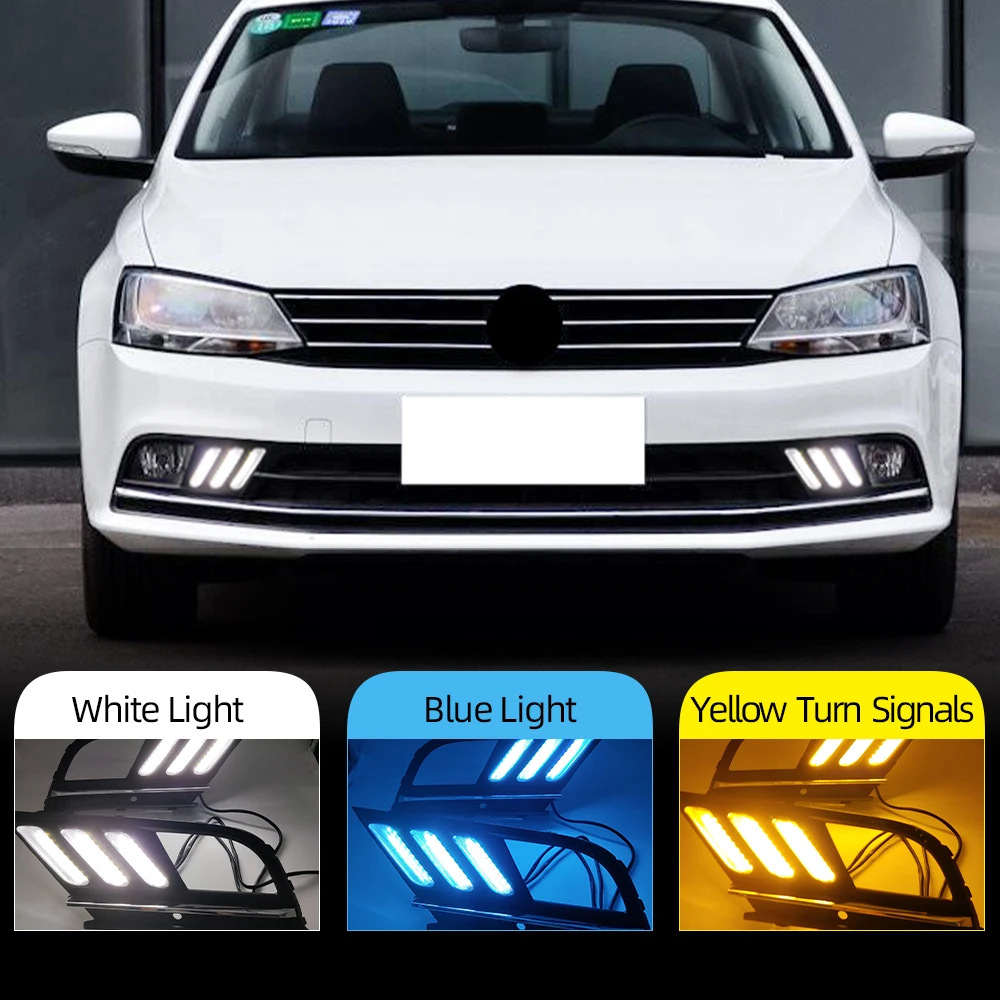 thumbnail image 1 of 1 par para Volkswagen VW Jetta Sagitar MK6 2015 2016 2017 2018 luces LED DRL de circulación diurna para coche, luces de giro tipo serpentina, 1 of 4