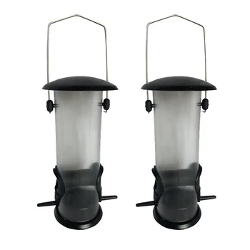 

2Pack Bird Feeder Windproof Rainproof Holder Metal Hanging Style Refillable Wild Bird Feeder Large Food Ring