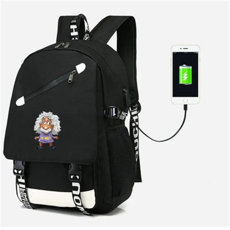 Style 3 Забавный Альберт Эйнштейн физик ткань художественный рюкзак USB Сумка дорожная школьная сумка USB модная Подростковая Повседневная сумка для ноутбука подарки - Цвет: Style 3