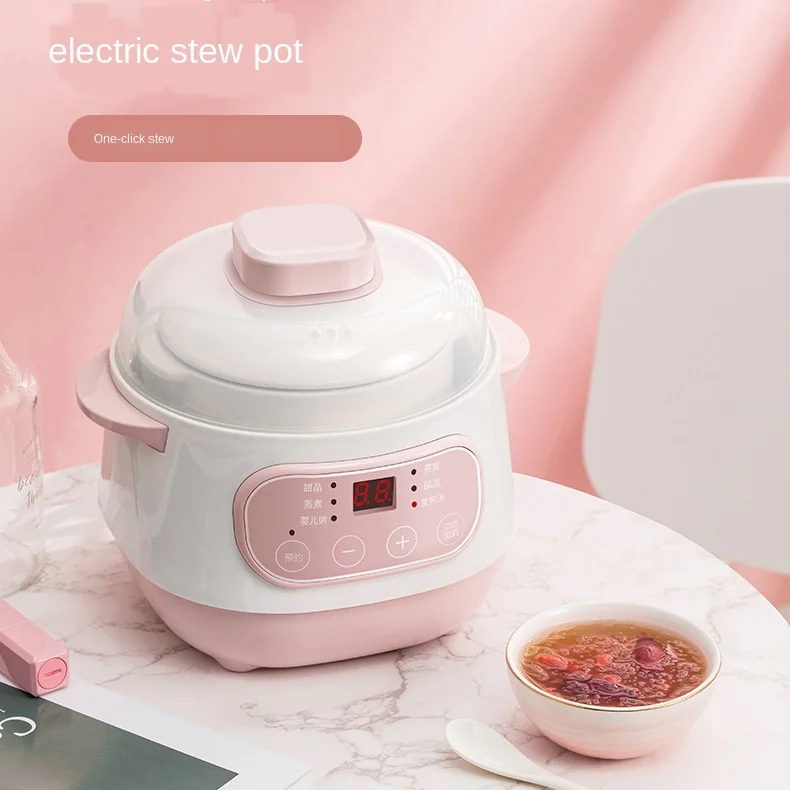 Slow cooker steamer porridge and soup water-proof saucepan 1L smart appointment + timing slow cooker automatic heat preservation