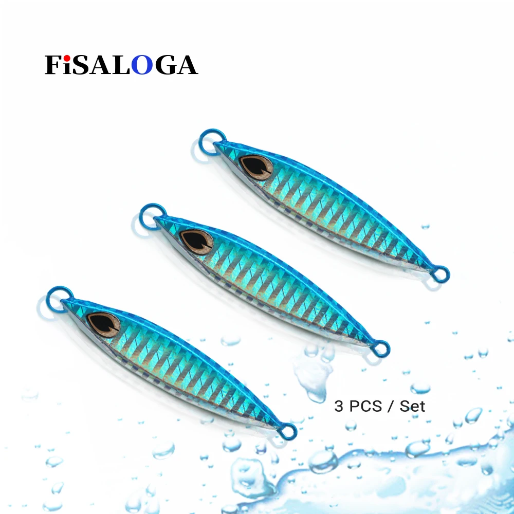Color C FiSALOGA тунец Рыбалка пилкер 30g 3 шт./компл. привести наживки заброса медленное заслонка прыжки Металическая дергающаяся приманка подарочной коробке 6 высокочастотный крючок VMC - Цвет: Color C