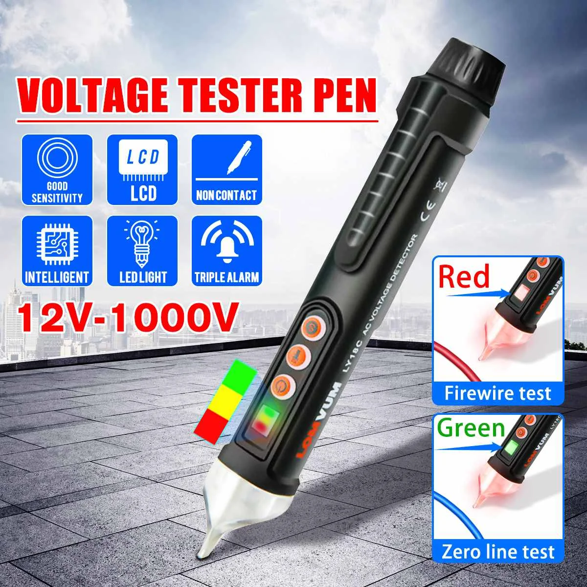 

NEW AC 12V/48V-1000V Voltage Electric Compact Pen Current Testing Pencil Circuit Breaker Finder Voltage Sensitivity Detector