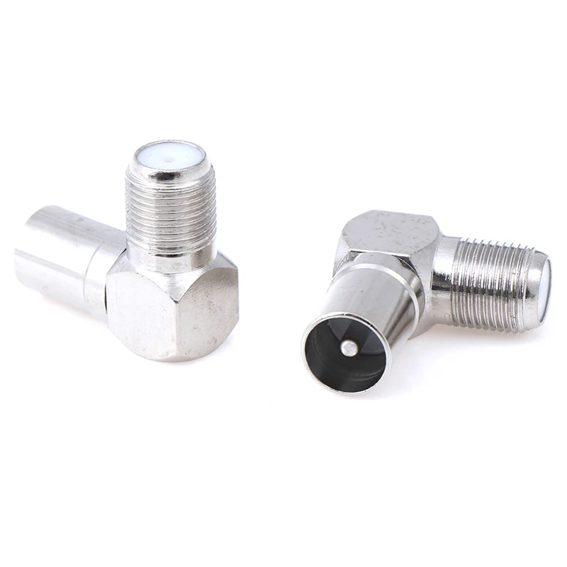 2pcs Aluminium Alloy Right Angle TV Aerial Antenna Plug Connector Adapter Plug To Socket Coax Cable