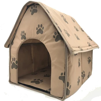 

Foldable Indoor Dog House Protable Print Paw Winter Warm Sleeping Beds Puppy Kennel Cat Fence Tent Home for Small Pet Dog House