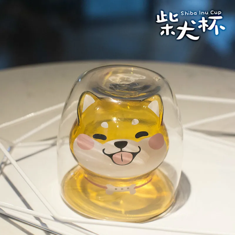 Новая Милая термостойкая чашка shaba Inu двойная стеклянная из боросиликатного