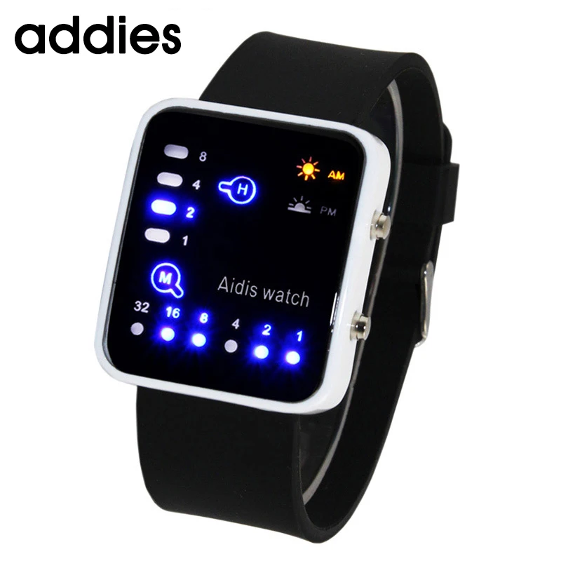 

ADDIES Top Brand Binary System Sport Casual LED Student Electronic Watches Creative Digital Silicone Waterproof Wrist Watch