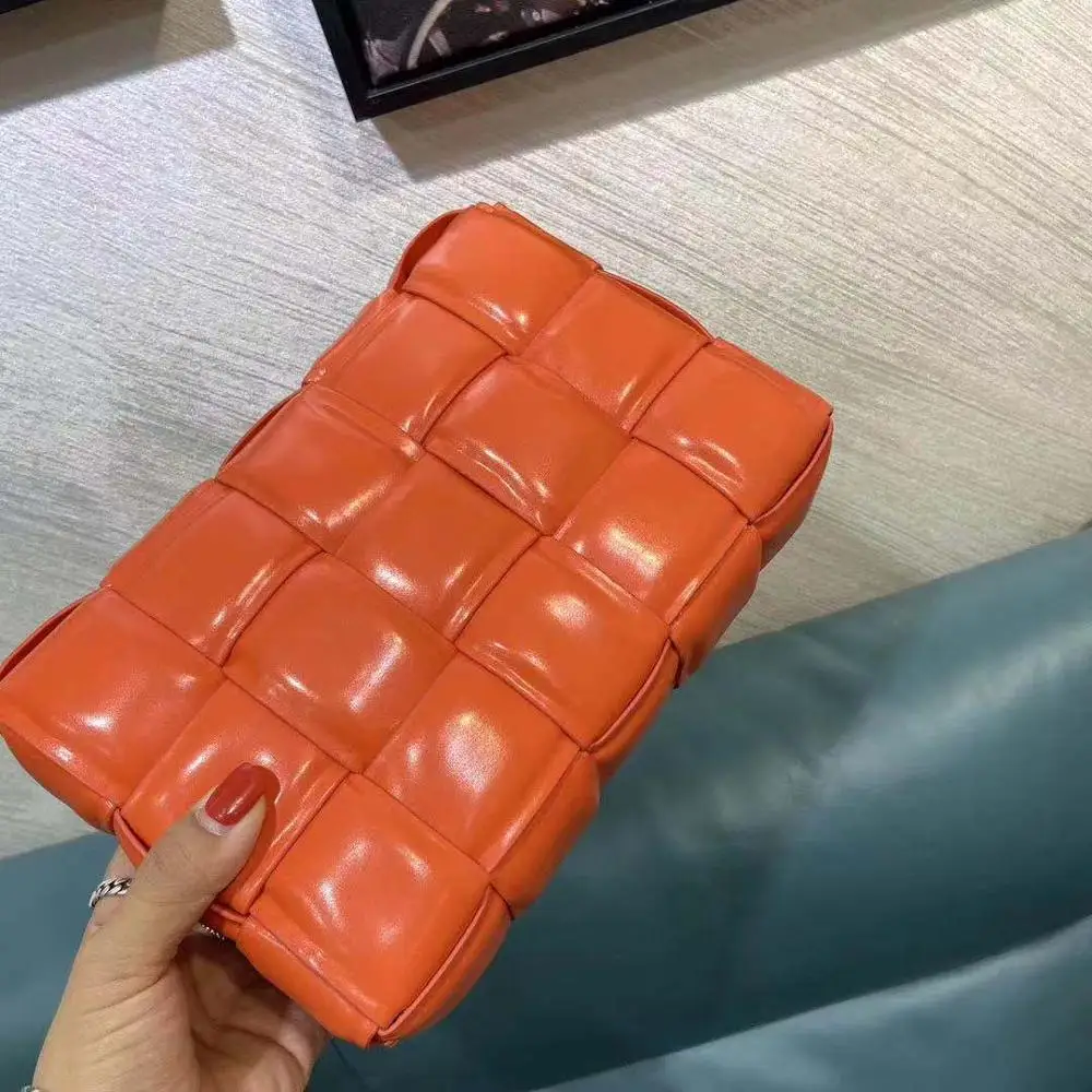medium orange Роскошные сумки, женские сумки, дизайнерская вязаная натуральная кожа, сумка на плечо, женская сумка-мессенджер, Воловья кожа, тканые кошельки и сумки - Цвет: medium orange