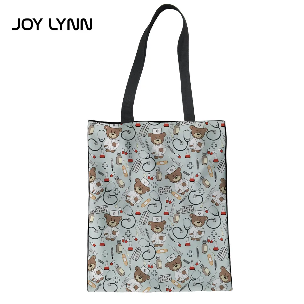 Лидер продаж холщовые сумки для покупок JOY LYNN с мультяшным рисунком медсестры