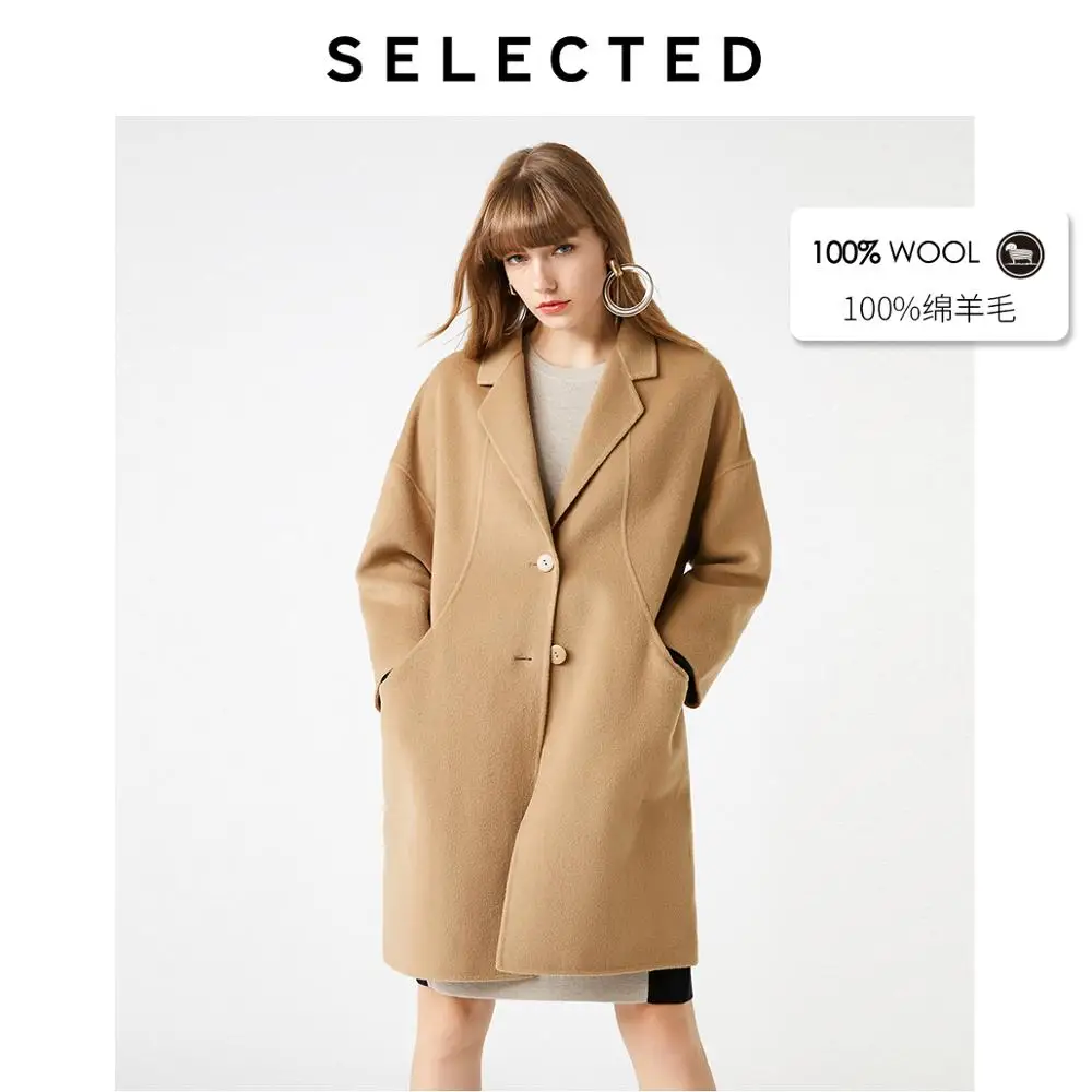 Избранное пальто из шерсти с двойным покрытием шерстяное пальто свободного кроя S | 419427507