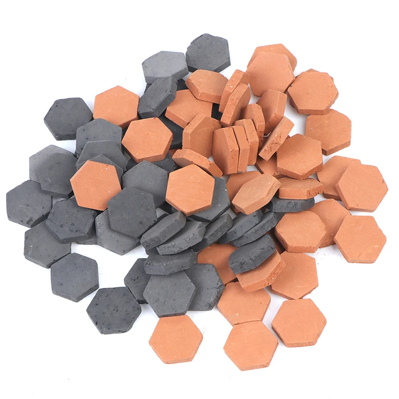 Juguete de simulación en miniatura hexagonal, modelo de bloque rojo, 40 Uds., 1/16