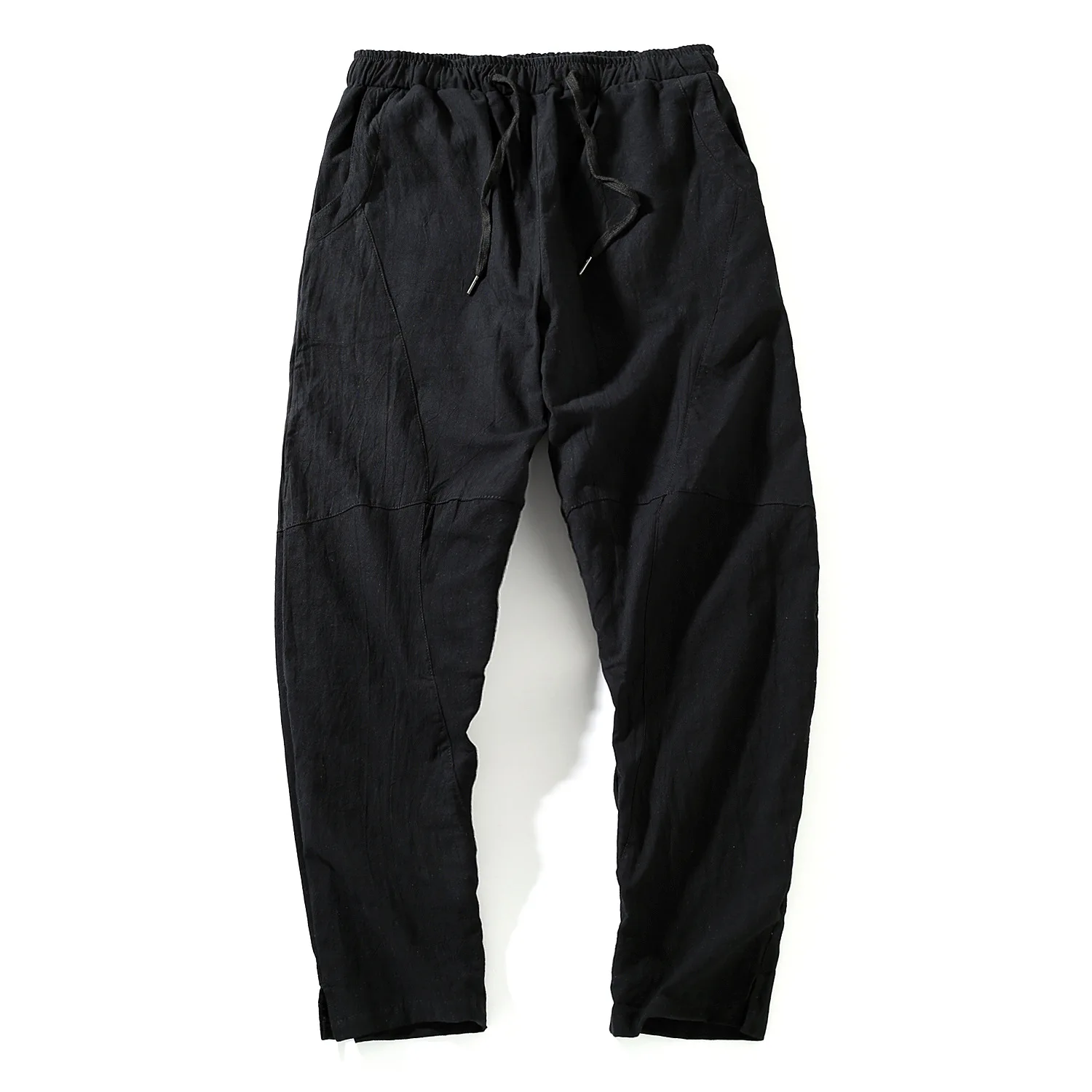 

2019 New Style Men Fashion Cotton Pants Casual Pants Loose And Plus-sized Chinese-style Solid Color Harem Pants Flax Men's Trous