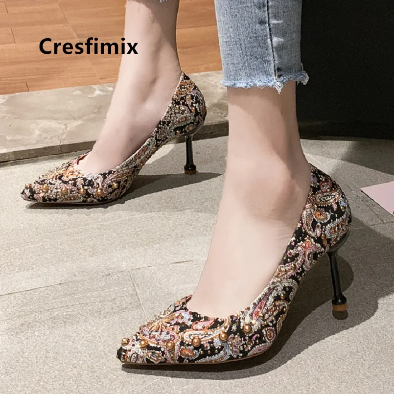 

Cresfimix Frauen High Heels Women Fashion Sweet Pointed Toe High Heel Shoes Lady Sexy Party Pattern High Heel Red Pumps C5520