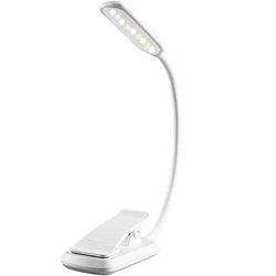 USB Rechargeable Mini LED Reading Light with Stepless Dimming and Warm Clip Design (White)