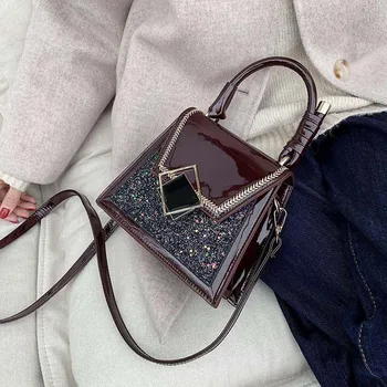 

Patent Leather Sequins Crossbody Bags For Women 2020 Mini Shoulder Messenger Bag Female Handbags Totes