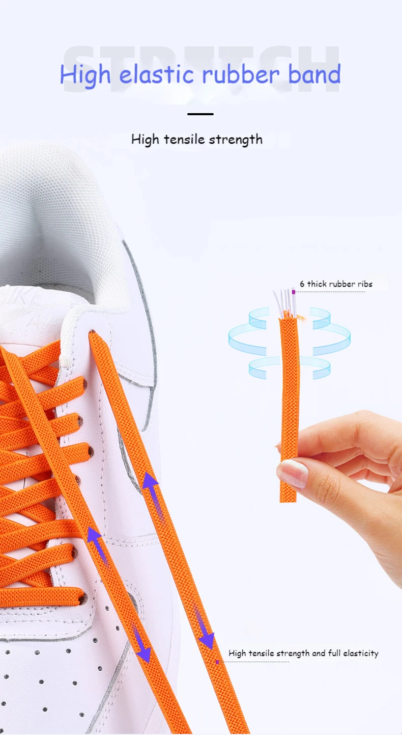 2021 New Elastic No Tie Shoe laces Flat Shoelaces For Kids and Adult Sneakers Shoelace Quick Lazy Metal Lock Laces Shoe Strings