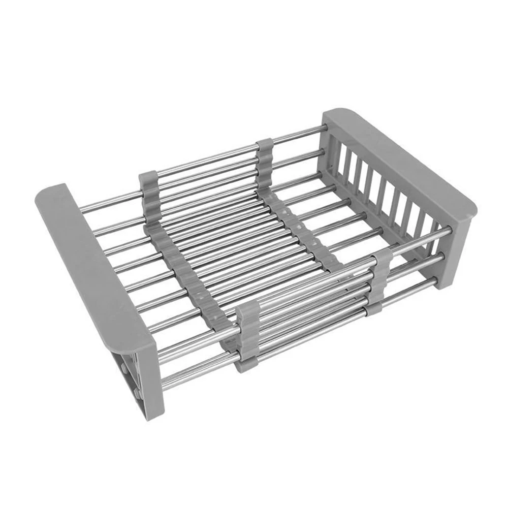 Multifunctional Adjustable Sink Dish Drying Rack Stainless Steel Storage Rack OrganizerKitchen Organizer Storage Basket