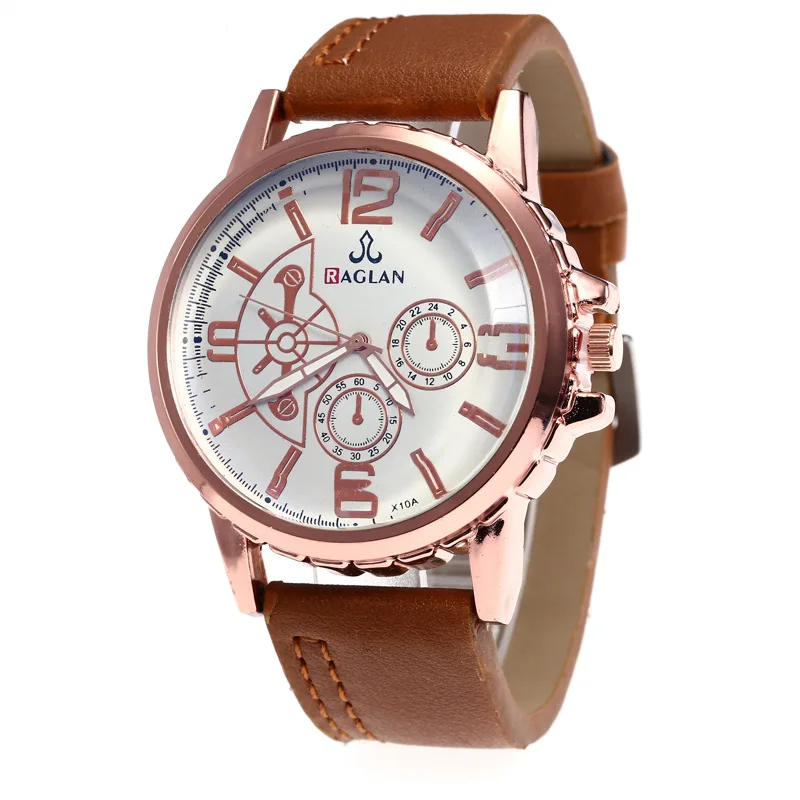 

Cross Border for Simple Europe And America Large Dial Three-Eyed MEN'S Quartz Watch Casual Leather MEN'S Watch Men's Watch