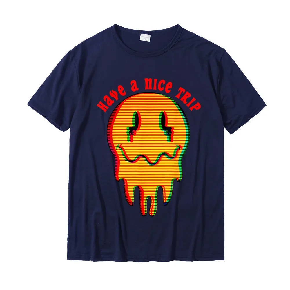 Summer Men's Oversized Gift Tops T Shirt Crew Neck Summer Fall 100% Cotton Top T-shirts Casual Short Sleeve Tops & Tees Have A Nice Trip Funny LSD Acid Psychedelic Magic Mushrooms T-Shirt__20053 navy