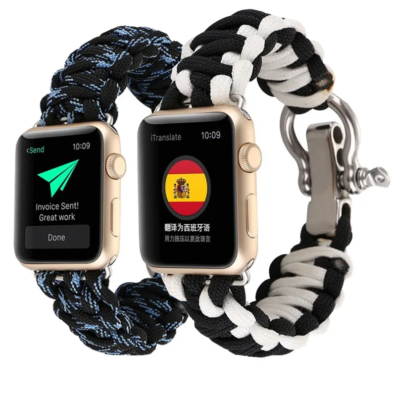 Тканый нейлоновый веревочный ремешок для apple Watch band 4(iwatch 5) 44 мм 40 мм apple watch 3 2 1 ремешок 42 мм 38 мм Ремешки для наручных часов для выживания на открытом воздухе