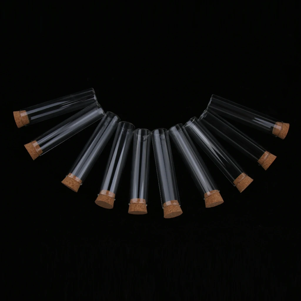 Borosilicate Glass Flat Test Spice Tubes, Pack of 10 Pieces; Clear view, helps with quick identification