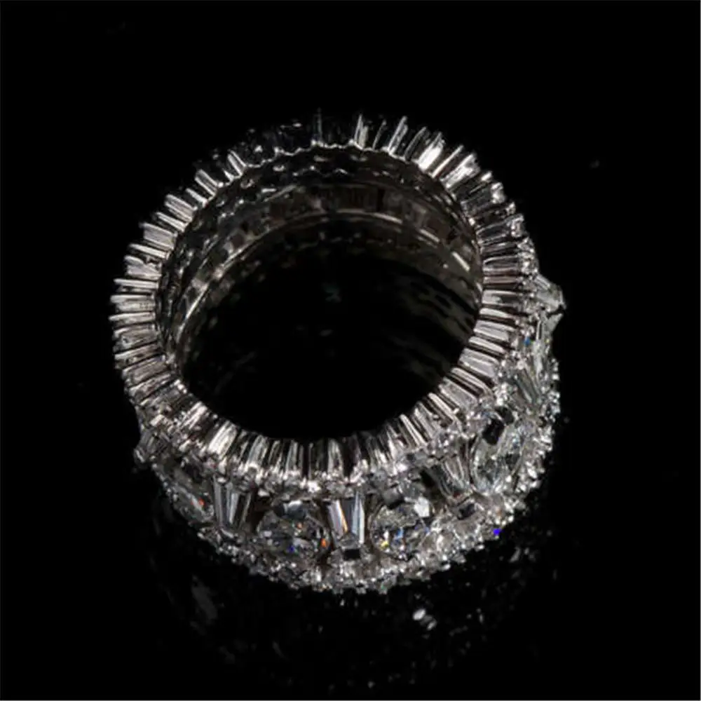 Size 6-10 Rings Women Jewelry White Wedding Gorgeous 925 Silver