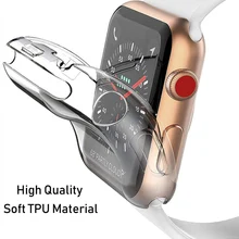 Защитный чехол для Apple Watch 38 мм, 42 мм, 40 мм 44 мягкий прозрачный TPU/Алюминий корпус из сплава для наручных часов Iwatch серии 5 4 3 2 1 Аксессуары