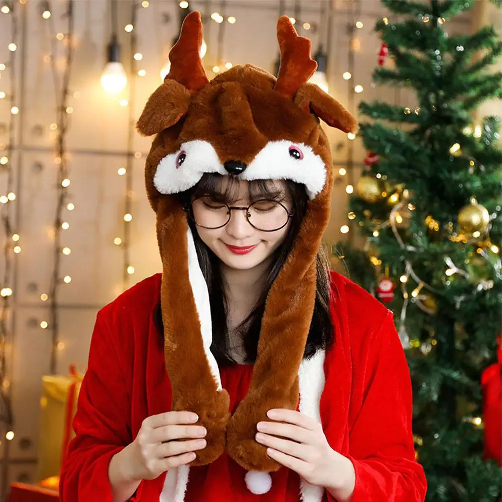 Moveable Rabbit Ears Hat Press And Move Glow And Music Christmas Hat Cute Plush Airbag Cap For Kids And Women In Stock